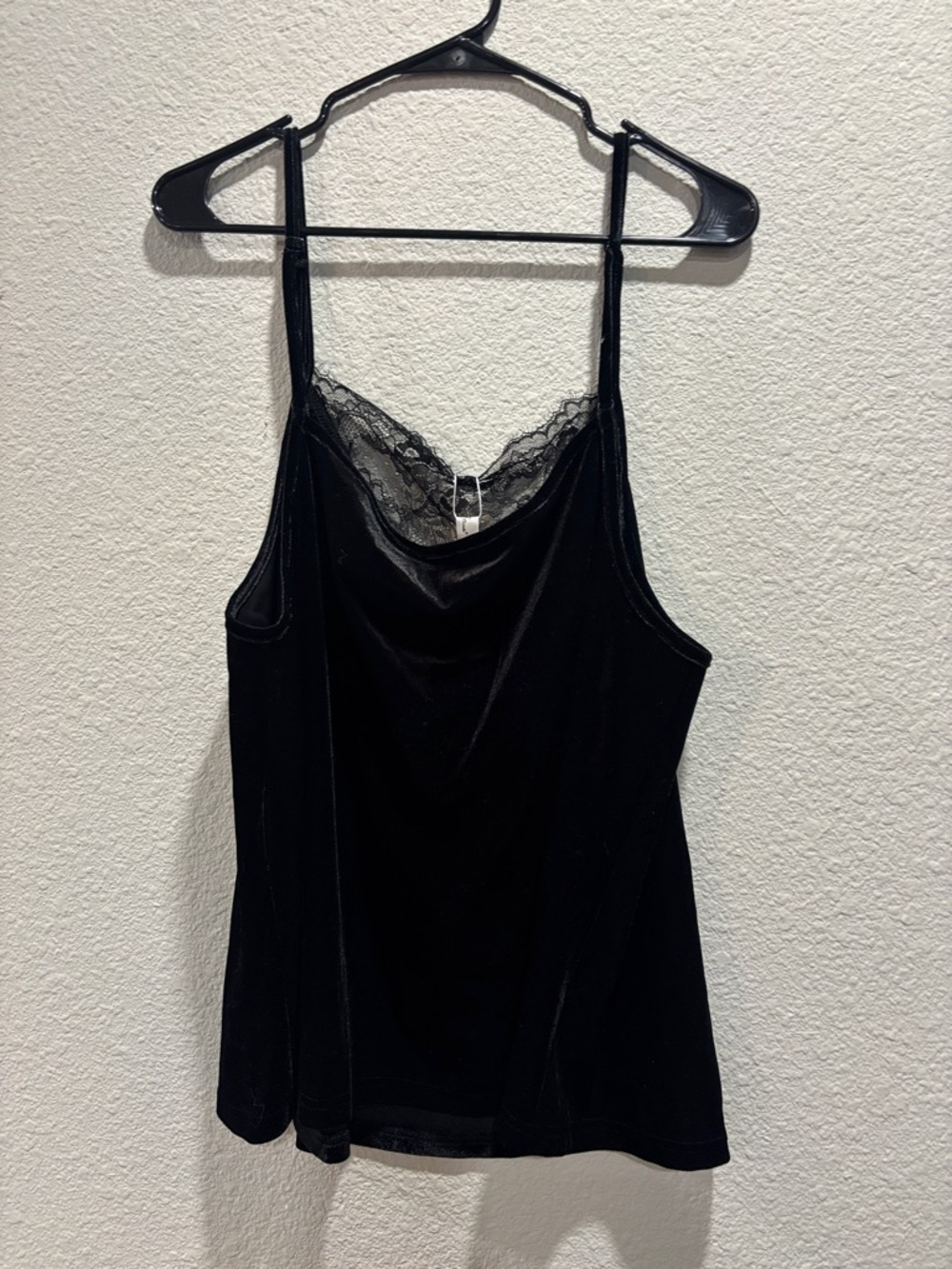 Lace-Trim Black Velvet Cami - Picture 2 of 2